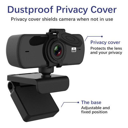 Webcam 2k Full Hd 1080p Web Camera Autofocus Com Microfone