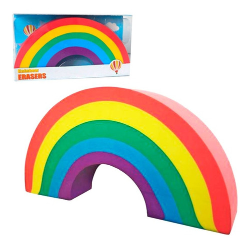 Rainbow Arcoiris Goma De Borrar Grande Kawaii En Caja Box