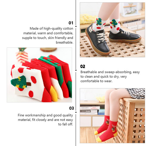 5 Pares De Bonitos Calcetines Navideños Infantiles Divertido