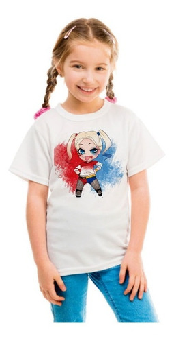 Polera De Niña Manga Corta Sublimada Harley Quinn5