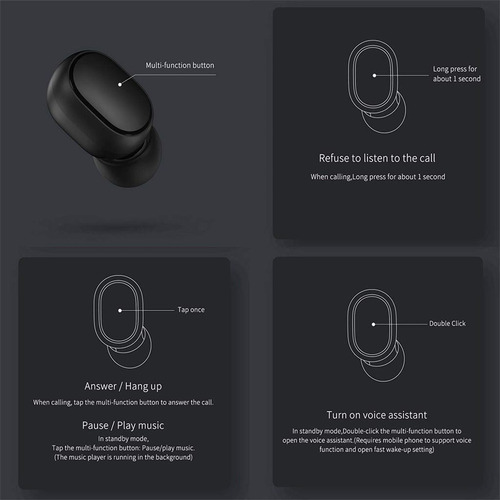 Auriculares in-ear inalámbricos Xiaomi Redmi AirDots TWSEJ04LS negro