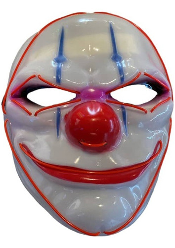 Máscara Halloween Payaso Con Luces Led Efecto Neón A Pilas 