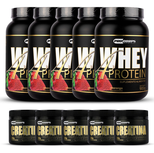 Combo 5 Whey 4 Protein + 5 Creatina Sabor Variados