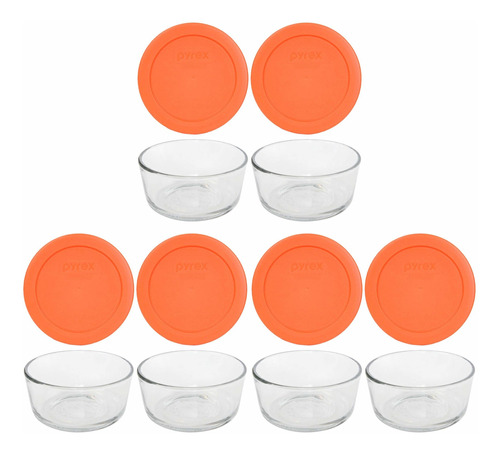 Plato Cristal 6 Unidad 2 Taza Color Naranja