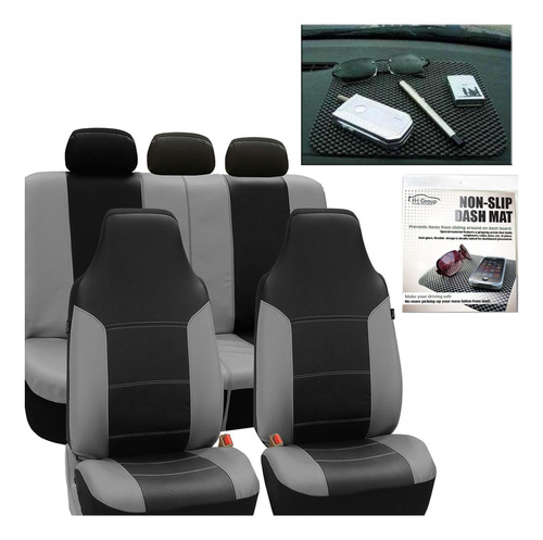 Completo Funda Asiento Piel Real Gris Regalo Ajuste