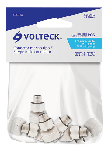 Conector Coaxial Rg 6 Tipo Campana 40 Pzs Volteck