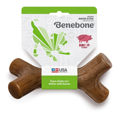 Imagen 5 de 10 de Hueso Masticable Benebone Bacon Stick Medium Juguete Perro
