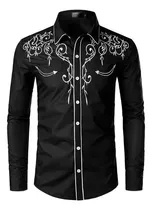 Comprar Western Vaquero Camisa Hombres Diseño Bordado Slim Fi