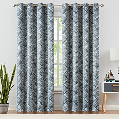 Cortinas 80% Blackout Geométricas 2 Paneles 213 Cm Azul