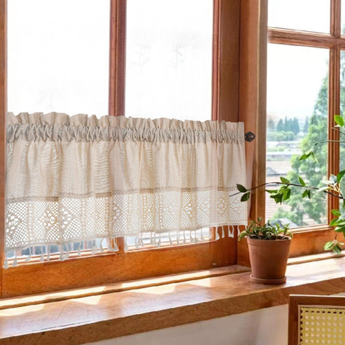 A Cenefas De Lino Para Puerta De Granero, Cortinas Cortas