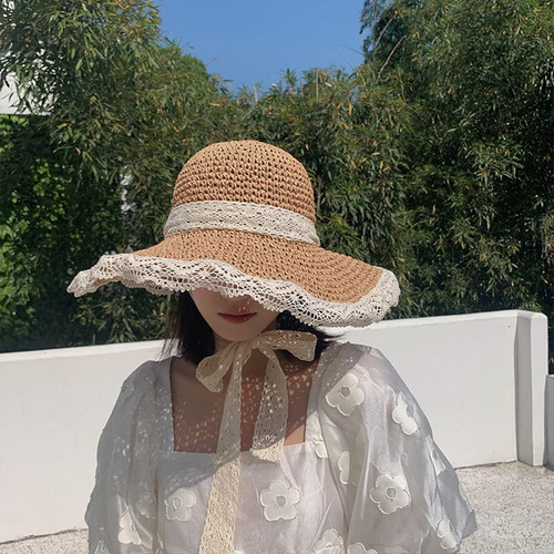 Sombrero De Paja Plegable Para Mujer Upf50 Protección Solar