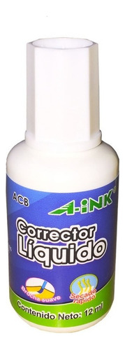 Corrector Liquido A-ink 12 Pz 12 Ml Tipo Liquid Paper