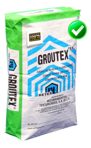 Groutex Nm Mortero De Alta Resistencia Sin Contracción 30 Kg