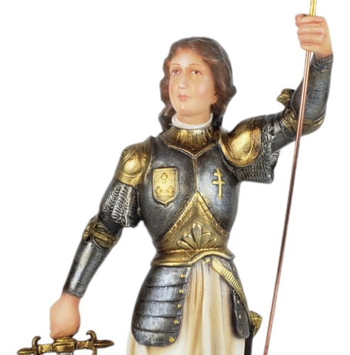 Imagem 2 de 10 de Imagem Escultura Santa Joana D'arc 35cm Policromada