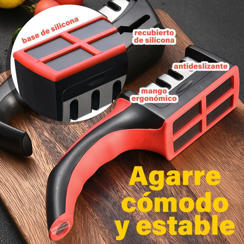 Imagen 6 de 10 de Afilador De Cuchillos Cocina Ergonómico 3 Etapas Manual 4068