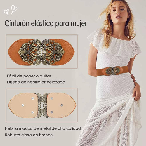 Cinturón Elástico Ancho Para Mujer Cinturón Sin Hebilla De