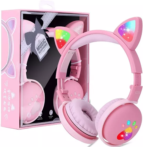 Fone De Ouvido Orelha De Gato Headphone Ear Cat Led Bluetooth Colorido  Lt9003 Luuk Young - LUUK YOUNG Comércio Eletrônico