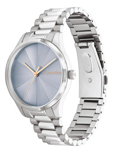 Reloj Calvin Klein Burst Para Mujer De Acero 25200230 Ss Color De La Malla Plateado Color Del Bisel Plateado Color Del Fondo Celeste