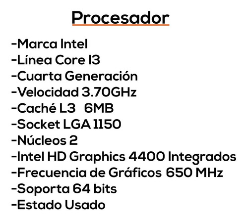 Procesador Intel Core I3 4ta Generacion Socket Lga 1150 Bagc (Usado)