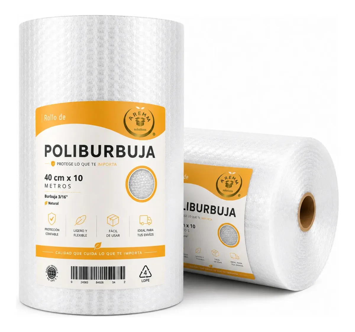 Plástico Burbuja Chica Rollo 3/16 40 Cm X 10 M Burbuja Natural