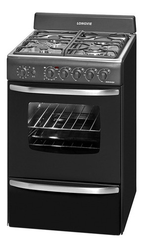 Cocina A Gas Longvie 19501g 56cm Grafito Encendido Una Mano