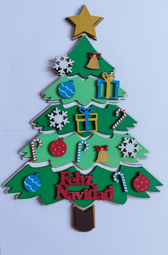 Arbolito De Navidad Para Decoracion Mdf Pintado 