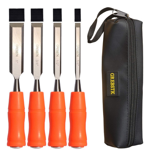 Grebstk 4 Piece Wood Chisel Tool Sets Sturdy Chrome Vanad...