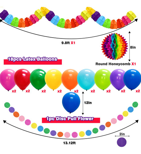 Decoraciones De Fiesta De Arcoiris, Abanicos De Papel Colgan