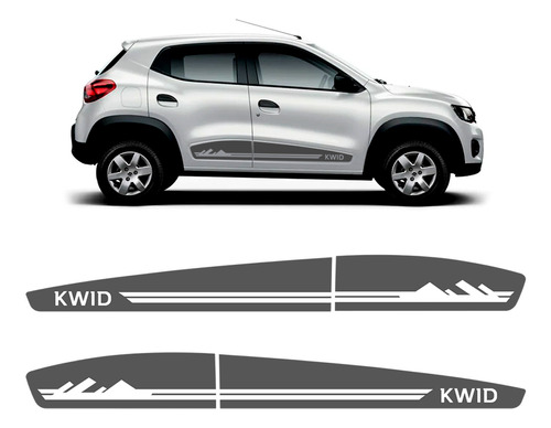 Faixa Lateral Renault Kwid Life Zen Montanha Adesivo Grafite