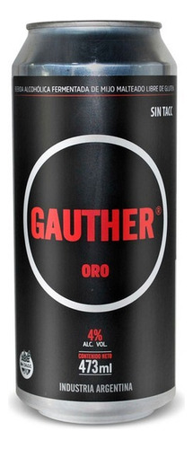 Cerveza Gauther De Mijo Oro Filtrada Sin Tacc Lata 473ml X1u