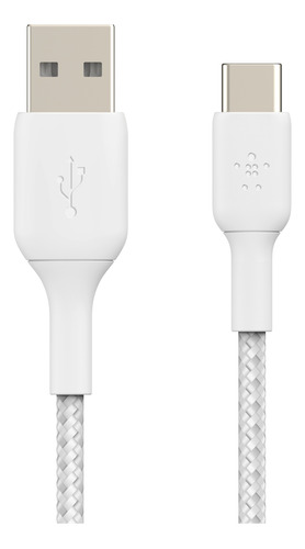 Cable Trenzado Usb-c A Usb A Blanco 2m