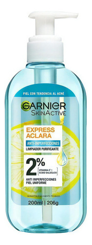 Garnier Skin Active Express Aclara Gel De Limpieza Anti Acne 200ml Día Noche Piel Con Tendencia Al Acné