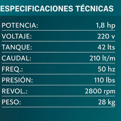 Compresor De Aire Völher 42lts 1.8 HP