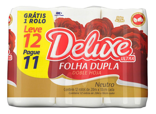 Papel Higienico Folha Dupla Neutro Deluxe 12 Rolos