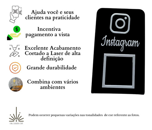 Placa Qr Code Display P/ Divulga Instagram Preto Com Branco
