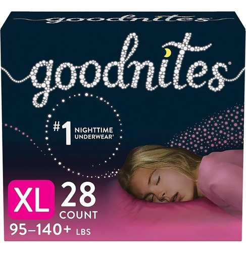 Goodnites Overnight Para Niñas Talla Xl ( 43 A 63kg ) 28pz