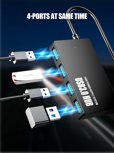 Snllmzi Hub Usb 3.0, Concentrador Usb De 4 Puertos, Divisor