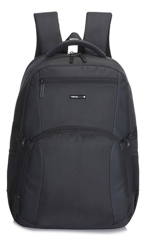 Mochila Travel Tech Portanotebook Reforzada Unisex Uni Color Negro Diseño De La Tela Lisa