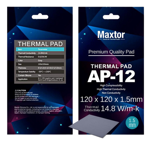 Maxtor Ap-12 High Compressibility 120x120x 1.5mm Pad Térmico Intensivo