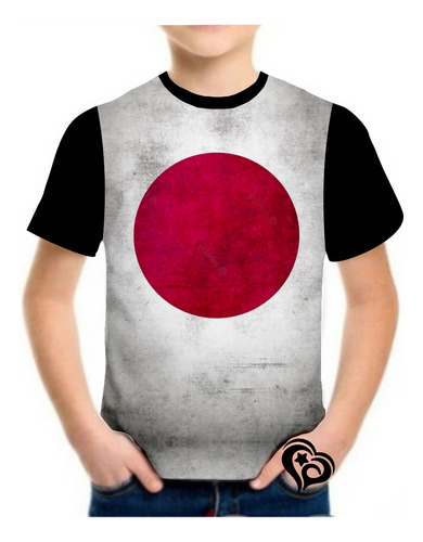 Camiseta Bandeira Japão Masculina Infantil Blusa