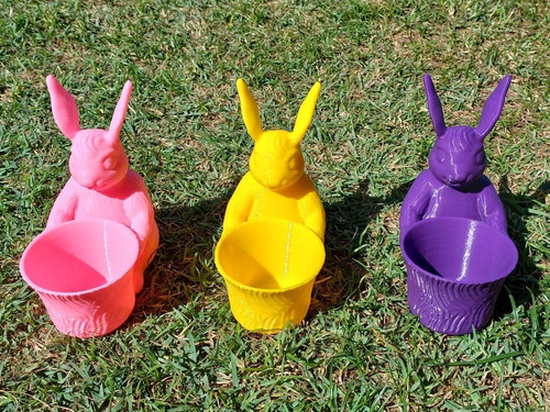 Conejo Con Canasta Pascuas/soporte Porta Huevo/maceta/adorno
