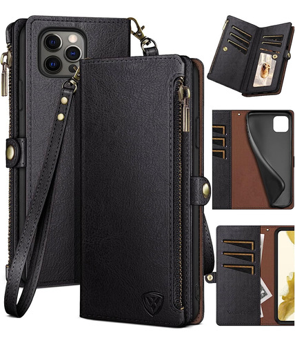 Funda Cartera Para iPhone 13 Pro Max 6.7 Pulgadas - Black