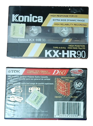 Casetes De 90 Konica Y 60 Tdk Envase Original Cod 2820 Negro