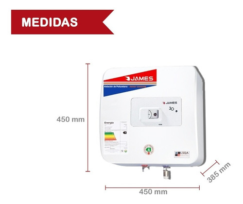 Termotanque eléctrico James Prisma Acero 30 Litros blanco 230V