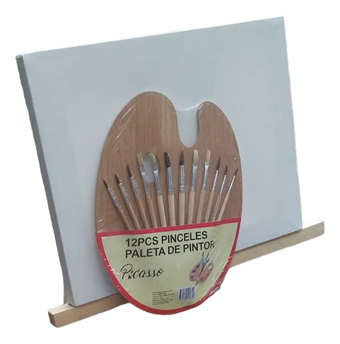 Kit Pintor Atril, Bastidor, Paleta, 12 Pinceles Bolsa Lienzo