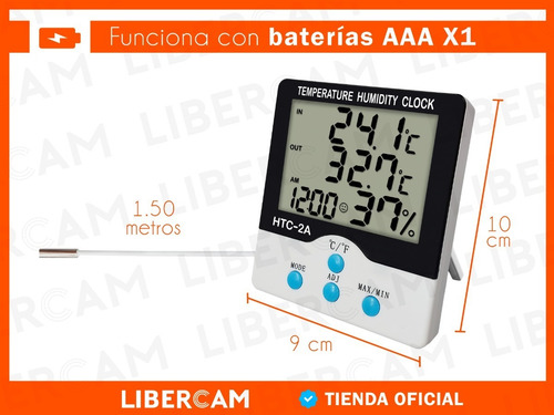 Imagen 4 de 10 de Termometro Higrometro Digital Humedad Temperatura Int Ext