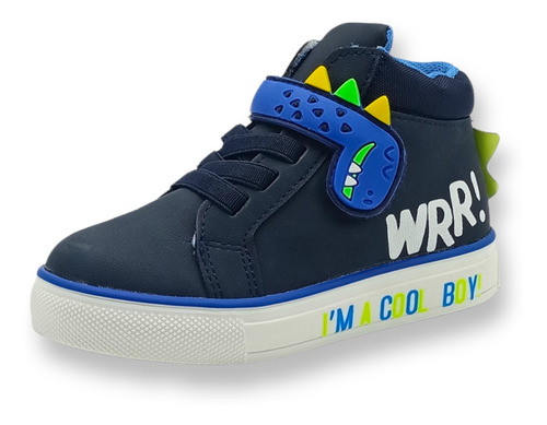 Tenis Niño Dinosaurio Cierre Roddyck Ligeros Azul 12-14.5