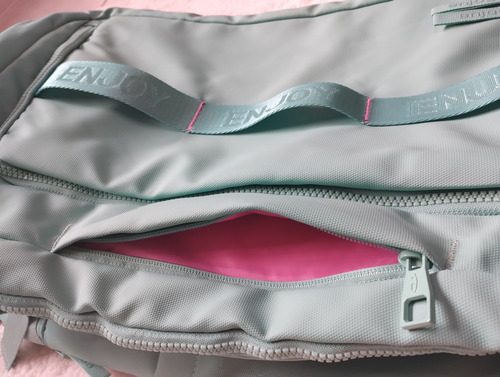 Mochila De Viaje Porta Notebook Reforzada Enjoy Fly Seafoam Turquesa Liso