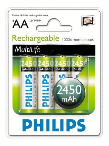 Pila Recargable Aa 2450mah Philips X4