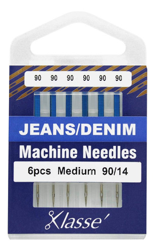 Klasse Machine Needle Jeans/denim Tamano 90/14 6pc